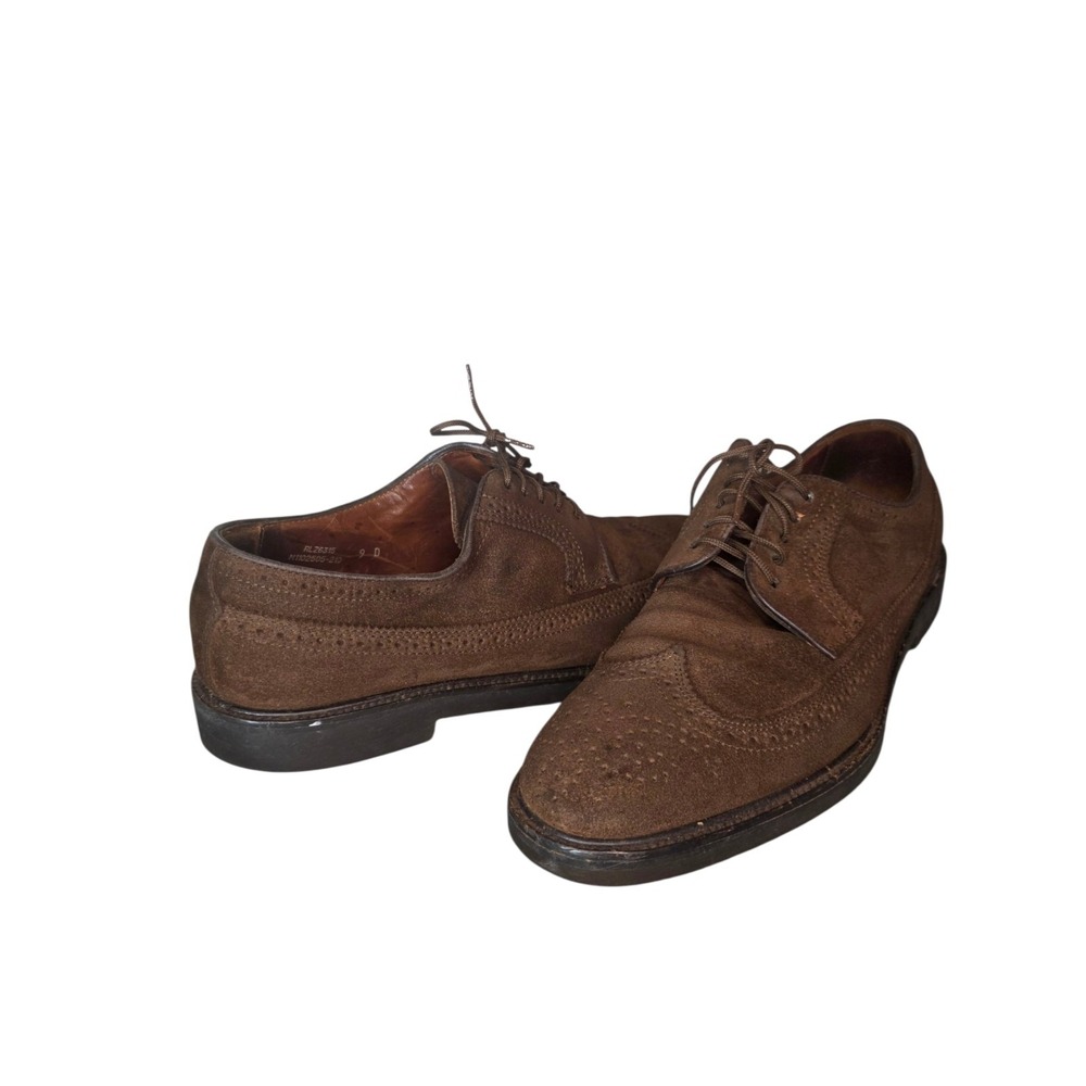 Polo Ralph Lauren RLZ6315 Brown Suede Wingtip Oxford Dress Shoes Mens 9 D